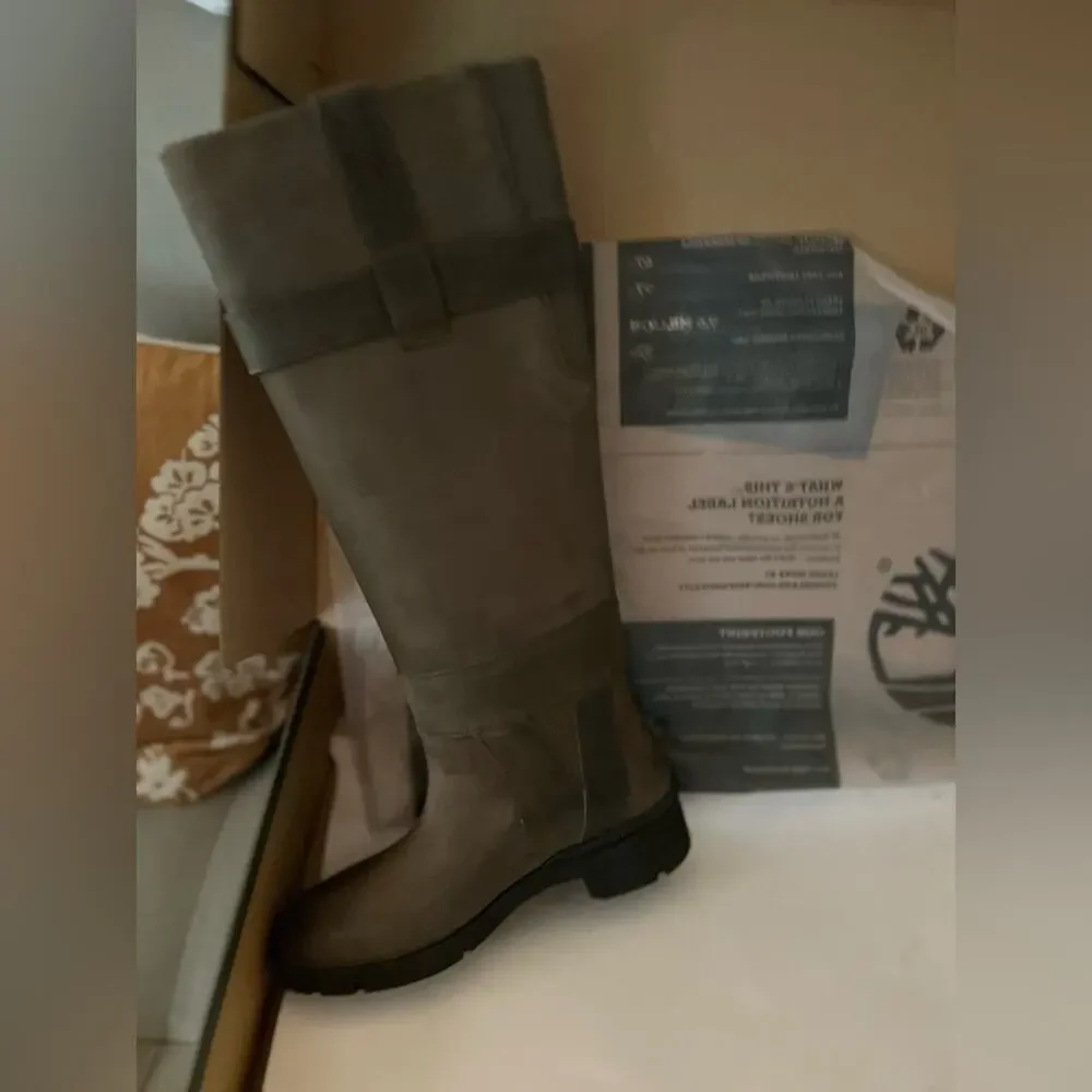 Timberland Graceyn Tall Pull-On Brown Waterproof Leather Riding Boots Size 6.5M